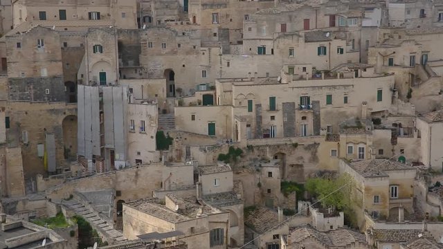Panorama of Matera, Italy. Traditional houses carved in rock