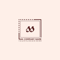 SS Initial handwriting logo concept, with line box template vector