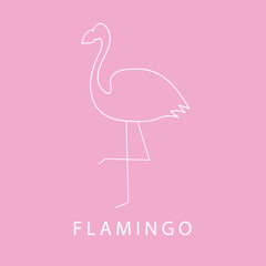 Flamingo line icon on pink background