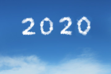 Naklejka na ściany i meble background of clear blue sky with 2020 for new year concept