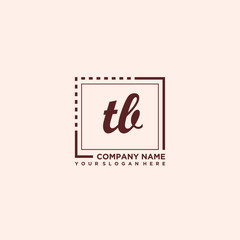 TB Initial handwriting logo concept, with line box template vector