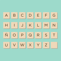 MurcAlphabet in letters game tiles. Isolate vector illustration to compose your own words and phrases.