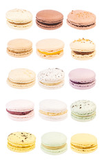 French Macaroons Poster. Isolated Macaroons Cookies on White Background