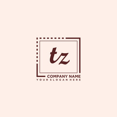 TZ Initial handwriting logo concept, with line box template vector