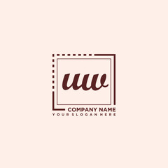 UW Initial handwriting logo concept, with line box template vector