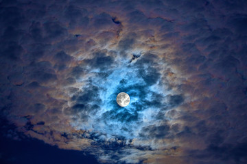 Obraz na płótnie Canvas Bright Moon Earth satellite on the night sky
