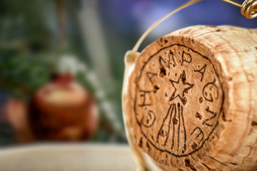 Champagne cork background and free space for your decoration. 