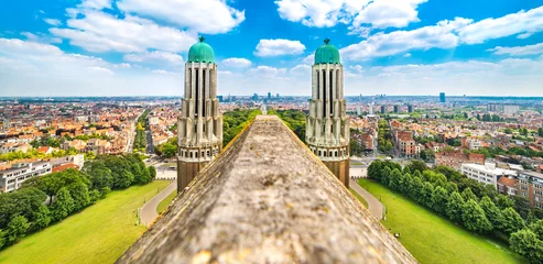 Deurstickers Panorama of Brussels from the National Basilica of the Sacred Heart, Belgium © Travellaggio