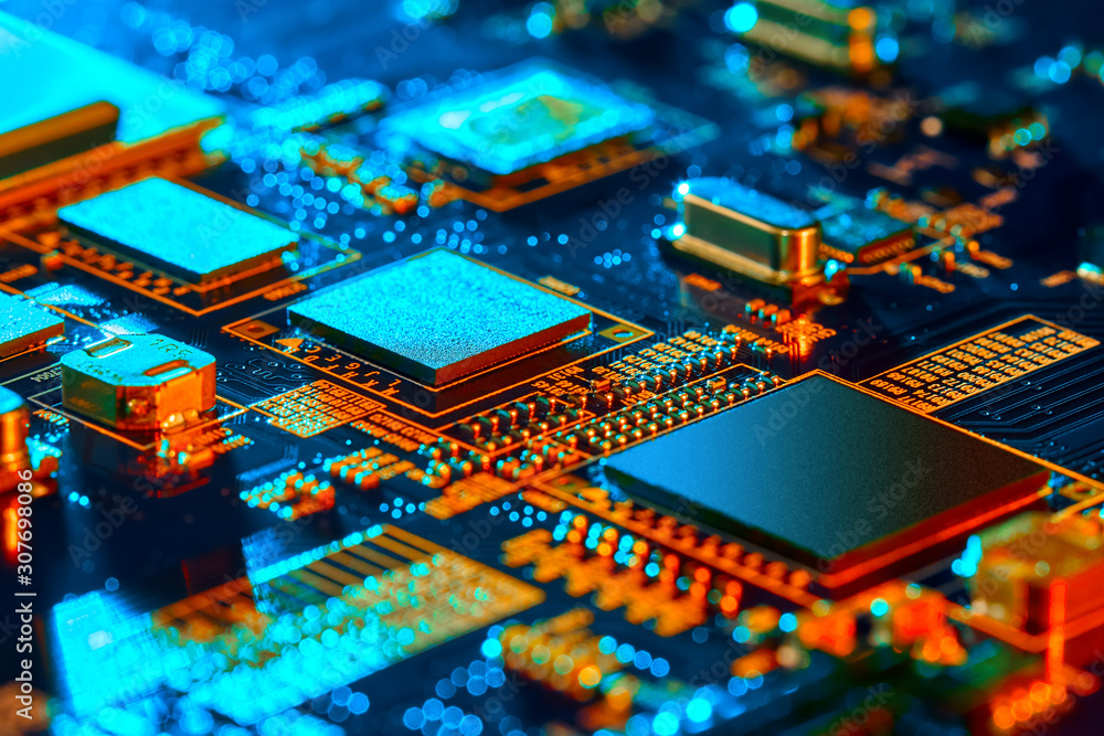 Canvas Prints electronic circuit board close up.