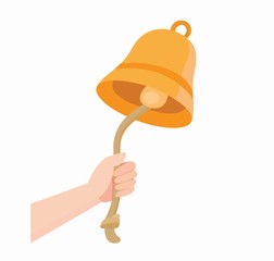 hand ringing bell with rope icon in flat illustration vector