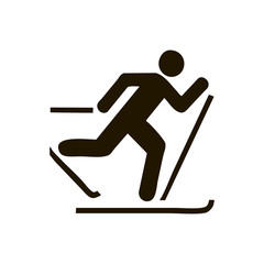 Sketch of skier in the mountains. Hand drawn illustration converted to vector