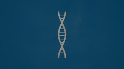 DNA white symbol on a blue background. Genetic concept. 3D render illustration