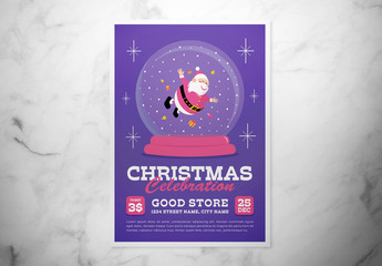 Christmas Celebration Event Flyer Layout with Santa