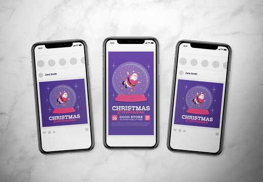 Christmas Event Social Media Layout with Santa