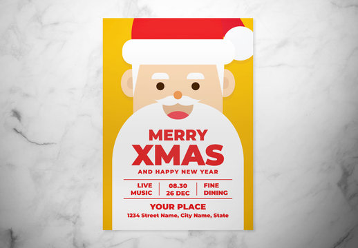Christmas Flyer Layout with Santa Illustration