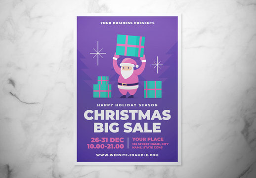 Christmas Sale Flyer Layout with Santa