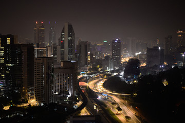 Fototapeta na wymiar Kuala Lumpur night city view skyscrapers