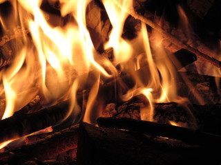 fire in fireplace