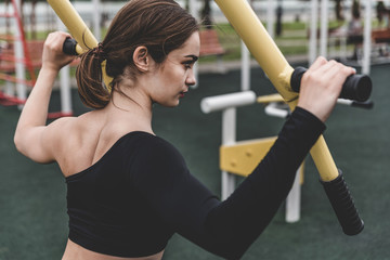 Young girl do sport exersises