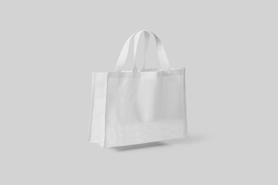 Tote Bag canvas Fabric Cloth shopping Sack Mock up blank template isolated on light gray background.3D rendering.