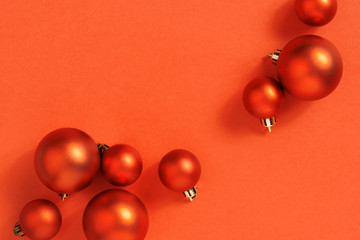 Christmas or New Year Festive orange background with Christmas balls