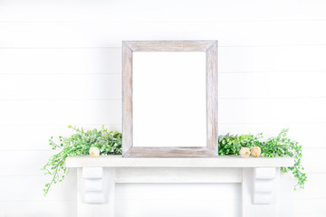 Empty Frame Mockup With Green Stalks