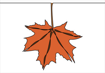 Autumn leafs illustration-continuous line drawing