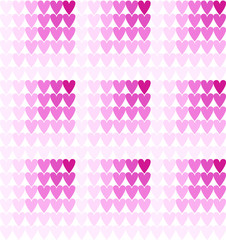 Repeat pattern with many hearts with color gradient, vector illustration isolated on white background and can be used for some background or print