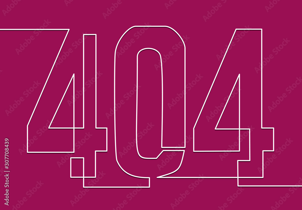 Aufkleber design 404 error. vector concept illustration for page 404-continuous line drawing