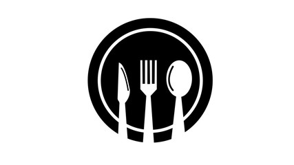 spoon and fork on the plate icon