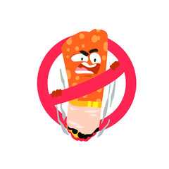 Funny cigarette character, vector flat cartoon illustration isolated on white background