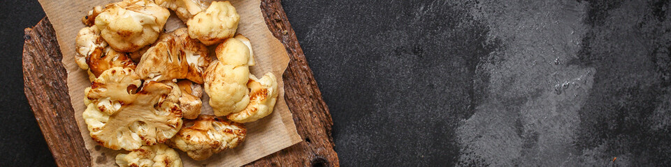 cauliflower grilled (fried grill vegetables or snack salad cabage) menu concept. food background. copy space. Top view