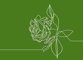 Rose one line art. Flower vector icon