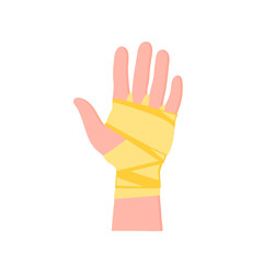 Mans hand with bandage, Ideal for medical, informative and institutional catalogs, flat cartoon vector illustration isolated on white background