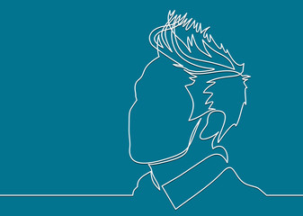 Continuous one line drawing of man portrait. Hairstyle. Fashionable men's style.