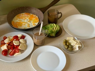 Homemade breakfast in the kitchen 