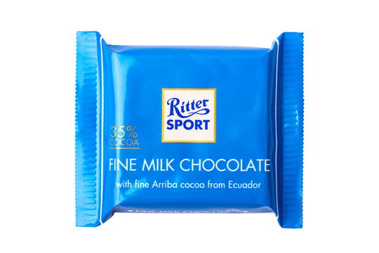 small mini chocolate Ritter Sport. Milk chocolate