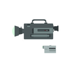 Video camera flat cartoon objects, vector illustration isolated on white background