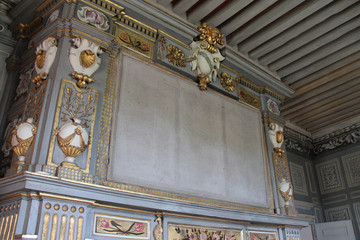 chimney in a medieval and renaissance castle in carrouges in normandy (france) 