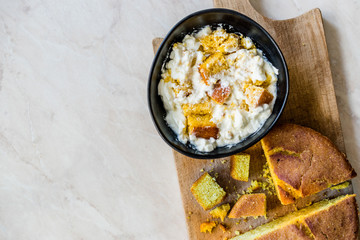 Traditional Black Sea Food Corn Bread with Yogurt / Yogurt Dogramasi