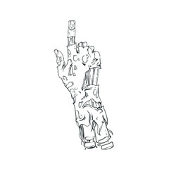 Fototapeta premium One zombie hand, vector realistic hand drawn sketch line art illutsration