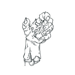 One zombie hand, vector realistic hand drawn sketch line art illutsration