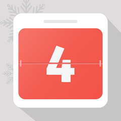 Fototapeta premium Calendar icon. Calendar Date with snowflakes. Number 4. Time management.