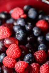 Close-up of blackberry, grape and raspberry selective focus