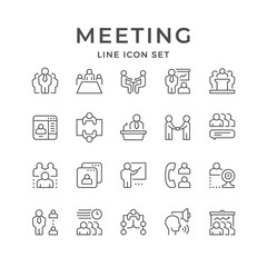 Set line icons of meeting