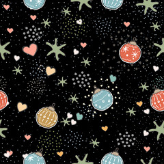 Seamless Cute Pattern with colorful air Balloons. Scandinavian Style. Vector Illustration.