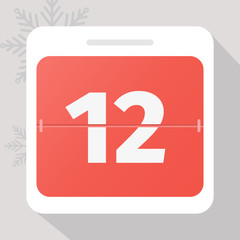 Calendar icon. Calendar Date with snowflakes. Number 12. Time management.