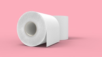 3d rendering of two toilet paper rolls isolated in a studio background
