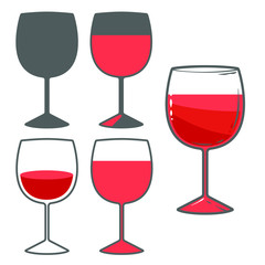 Set of wine glass, fvector flat cartoon illustration