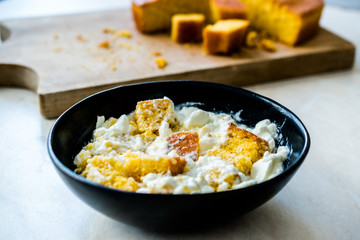 Traditional Black Sea Food Corn Bread with Yogurt / Yogurt Dogramasi